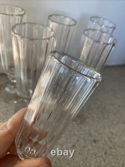 6 Anciennes Flûtes À Champagne Cristal Côtes Plates Rare