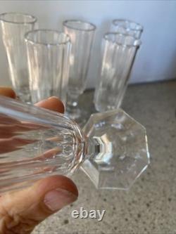 6 Anciennes Flûtes À Champagne Cristal Côtes Plates Rare