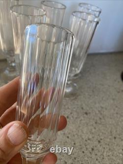 6 Anciennes Flûtes À Champagne Cristal Côtes Plates Rare