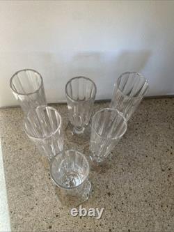 6 Anciennes Flûtes À Champagne Cristal Côtes Plates Rare