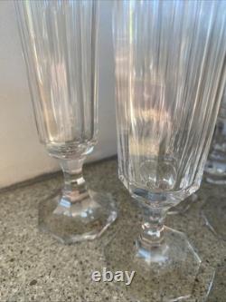 6 Anciennes Flûtes À Champagne Cristal Côtes Plates Rare