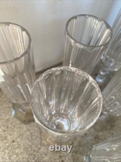 6 Anciennes Flûtes À Champagne Cristal Côtes Plates Rare