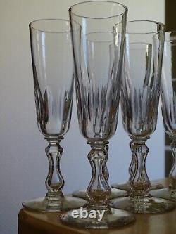 6 Anciennes Flutes A Champagne En Cristallin De Val St Lambert Taille Olives