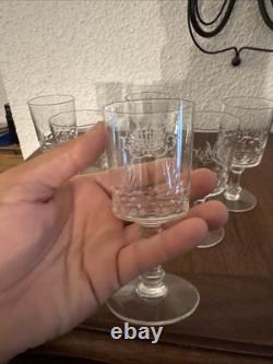 6 Anciennes Verres A Vin En Cristal De Baccarat Modele Palmettes Monograme