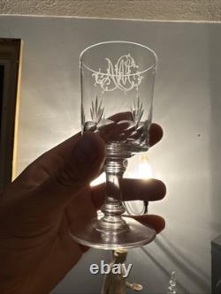 6 Anciennes Verres A Vin En Cristal De Baccarat Modele Palmettes Monograme