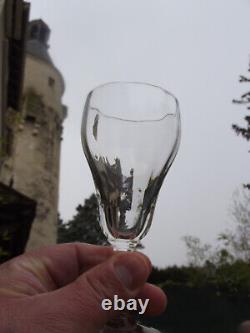 6 Anciennes flûtes à champagne en verre ondulés en cristal lot n1