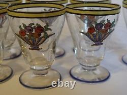6 Anciens Petits Verres Liqueur Cristal Coupe A Fruits Emaillee Style Jean Luce