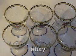 6 Anciens Petits Verres Liqueur Cristal Coupe A Fruits Emaillee Style Jean Luce