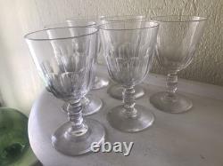 6 Anciens Verres À Eau En Cristal Cotes Plates Gondoles Baccarat