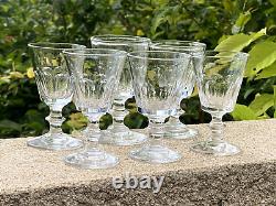 6 Anciens Verres A Pied Cote Plate Cristal Baccarat St Louis Caton Vin