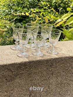 6 Anciens Verres A Pied Cote Plate Cristal Baccarat St Louis Caton Vin