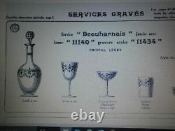 6 Anciens Verres A Pied Cristal Baccarat Modele Beauharnais Gold Catalogue 1916