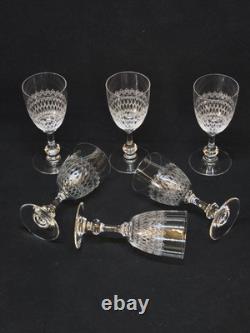 6 Anciens Verres A Vin / Porto En Cristal De Baccarat Gravé