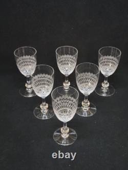 6 Anciens Verres A Vin / Porto En Cristal De Baccarat Gravé