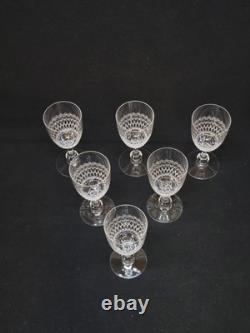 6 Anciens Verres A Vin / Porto En Cristal De Baccarat Gravé