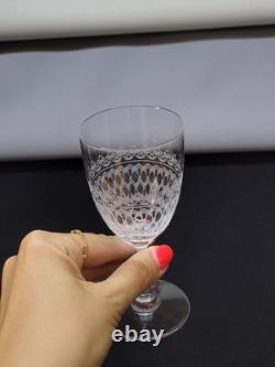 6 Anciens Verres A Vin / Porto En Cristal De Baccarat Gravé