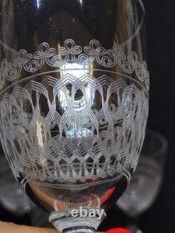 6 Anciens Verres A Vin / Porto En Cristal De Baccarat Gravé