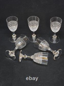 6 Anciens Verres A Vin / Porto En Cristal De Baccarat Gravé