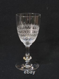 6 Anciens Verres A Vin / Porto En Cristal De Baccarat Gravé