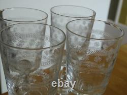 6 Anciens Verres A Vin Verre Souffler Modele Gravure Etoiles Et Jambe 3 Boules