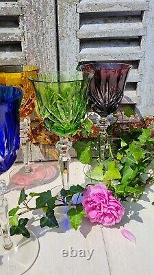 6 Anciens Verres Cristal Couleurs Etzel 1950