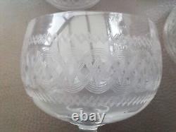 6 Anciens Verres Eau Vin Cristal Gravé À La Roue Baccarat St Louis Portieux XIX