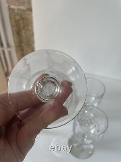 6 Anciens Verres à pied XIX ème Eau Vin French Glass Verre gravés Bullés