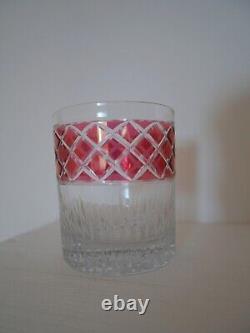 6 Anciens gobelets verres à whisky cristal léger taillé de couleur rouge pieds