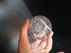 6 Anciens gobelets verres à whisky cristal léger taillé de couleur rouge pieds