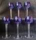 6 Anciens verres Roemer Vin cristal doublé de st Louis couleur Bleu Signé 18.5cm