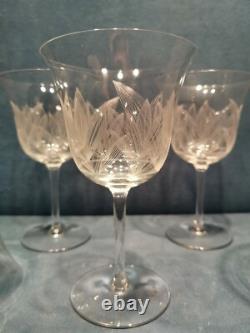 6 Grands Verres Anciens en Cristal Gravé XVIIIe début XIXeme H. 17,5cm