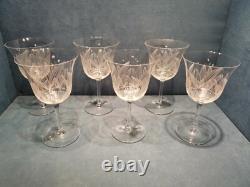 6 Grands Verres Anciens en Cristal Gravé XVIIIe début XIXeme H. 17,5cm