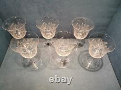 6 Grands Verres Anciens en Cristal Gravé XVIIIe début XIXeme H. 17,5cm