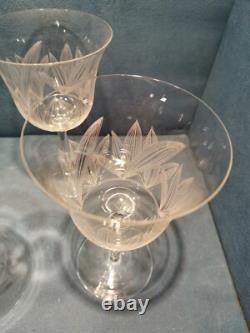 6 Grands Verres Anciens en Cristal Gravé XVIIIe début XIXeme H. 17,5cm