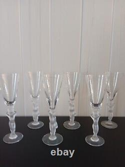6 SUPERBE ANCIENNE Flutes Verres à CHAMPAGNE en CRISTAL de BAYEL Bacchus Vénus