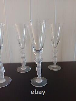 6 SUPERBE ANCIENNE Flutes Verres à CHAMPAGNE en CRISTAL de BAYEL Bacchus Vénus