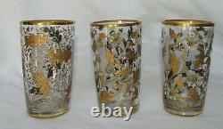 6 VERRES ANCIENS EMAILLES OR BLANC MARY GREGORY / 6 tumblers enameled gilted