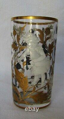 6 VERRES ANCIENS EMAILLES OR BLANC MARY GREGORY / 6 tumblers enameled gilted