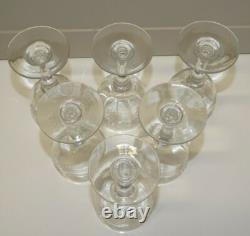 6 VERRES à pieds CRISTAL Gravé Feuilles & Fleurs VERRES ANCIENS ART NOUVEAU