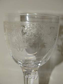 6 VERRES à pieds CRISTAL Gravé Feuilles & Fleurs VERRES ANCIENS ART NOUVEAU