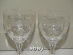 6 VERRES à pieds CRISTAL Gravé Feuilles & Fleurs VERRES ANCIENS ART NOUVEAU