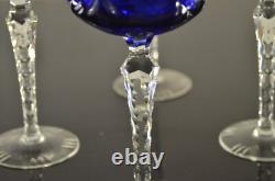 6 Verres A Vin Grand Ancienne Cristal Double Couleur Taille Raisin Traube Bohème