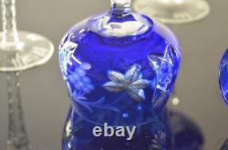 6 Verres A Vin Grand Ancienne Cristal Double Couleur Taille Raisin Traube Bohème