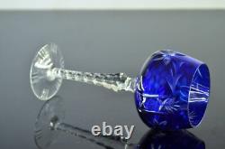 6 Verres A Vin Grand Ancienne Cristal Double Couleur Taille Raisin Traube Bohème