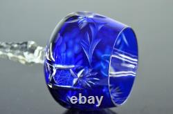 6 Verres A Vin Grand Ancienne Cristal Double Couleur Taille Raisin Traube Bohème