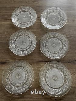 6 anciennes assiettes à dessert entremet en cristal signées Baccarat arabesque