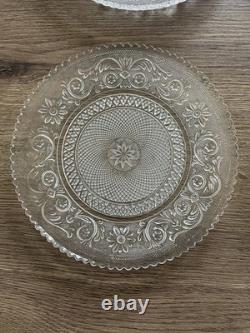 6 anciennes assiettes à dessert entremet en cristal signées Baccarat arabesque