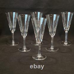6 anciennes flûtes à champagne en cristal taillé