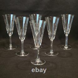 6 anciennes flûtes à champagne en cristal taillé
