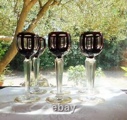 6 anciens VERRES A LIQUEURS style ART DÉCO CRISTAL DE BOHÈME OVERLAY